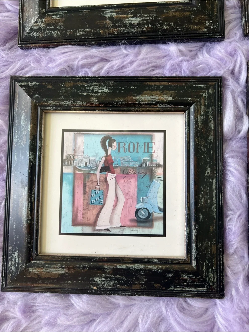 Karen Dupre Set Of Four Chick City Themed Framed Prints 7”x7”